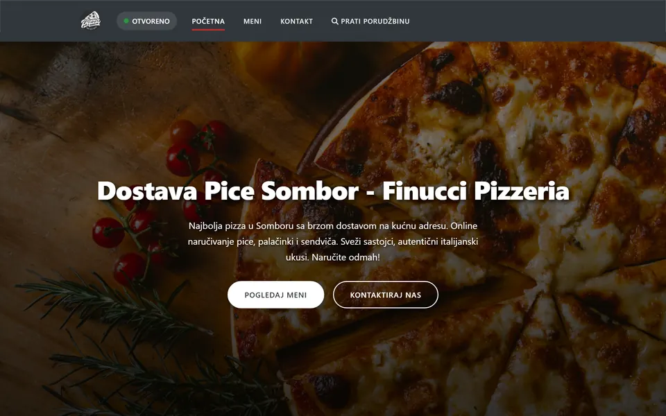 Početna strana sajta Finucci pizza