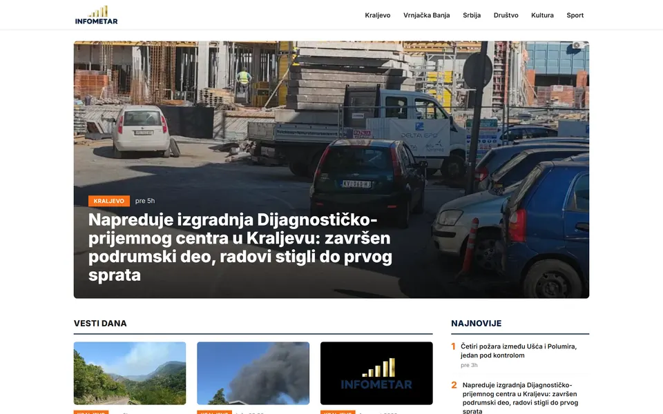 Početna strana sajta Infometar